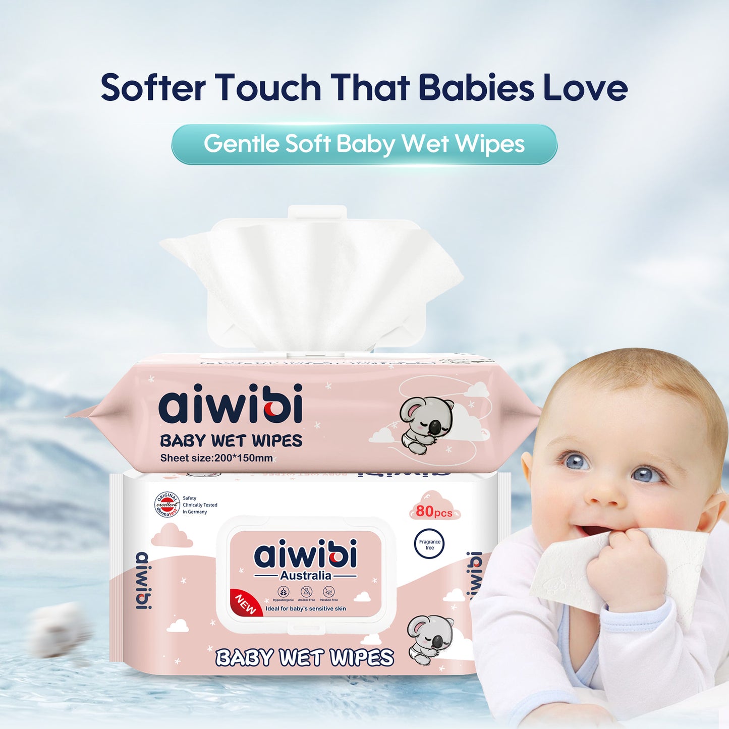 Gentle Soft Sensitive Care Fragrance free Wipes