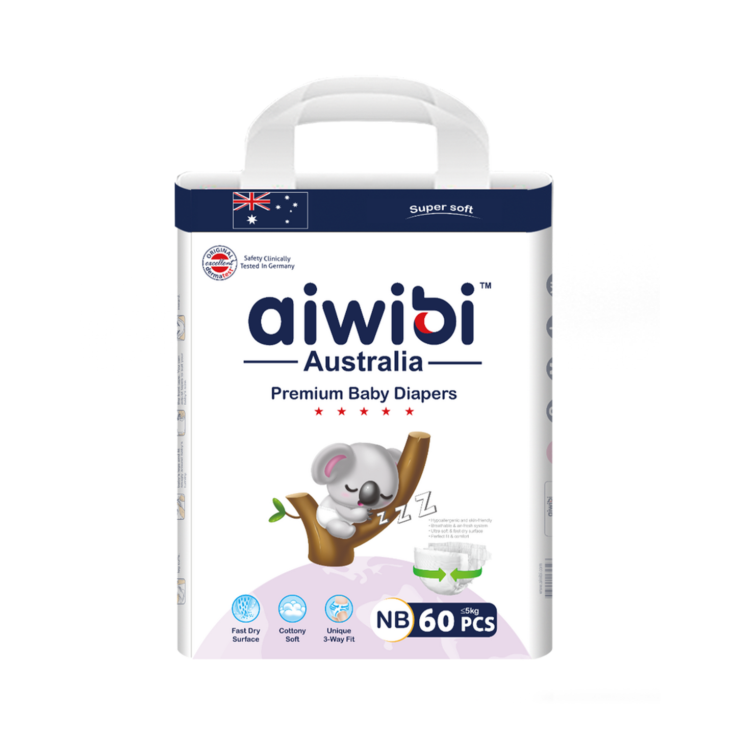 Premium Natural Newborn Diapers Large Package